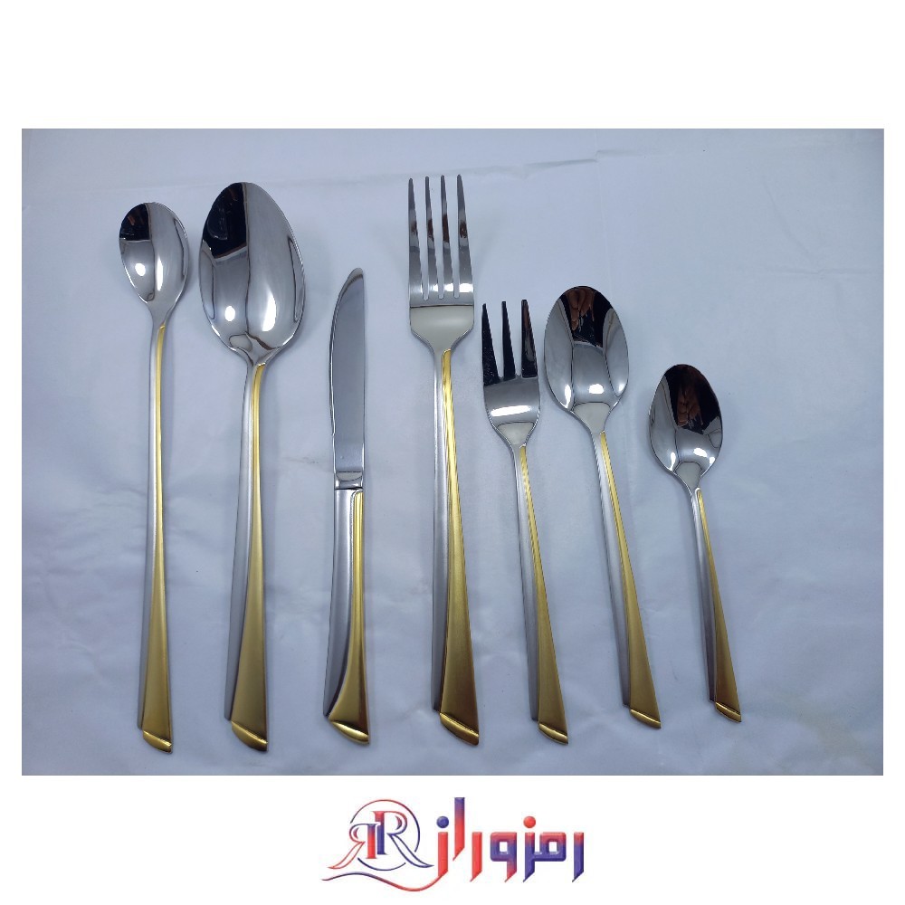 خرید سرویس قاشق و چنگال 18 نفره 105 پارچه یونیک مدل ناخنی نیمه طلایی دهنه اروپایی